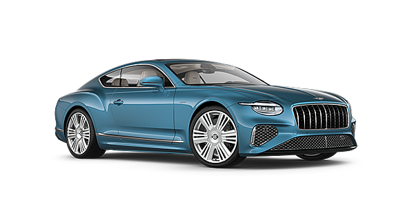 Bentley Lima New Bentley Continental GT Azure coupe front three quarter in Light Windsor Blue paint
