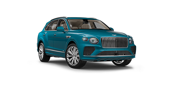 Bentley Lima Bentley Bentayga Azure, front three - quarter view with Topaz blue exterior.